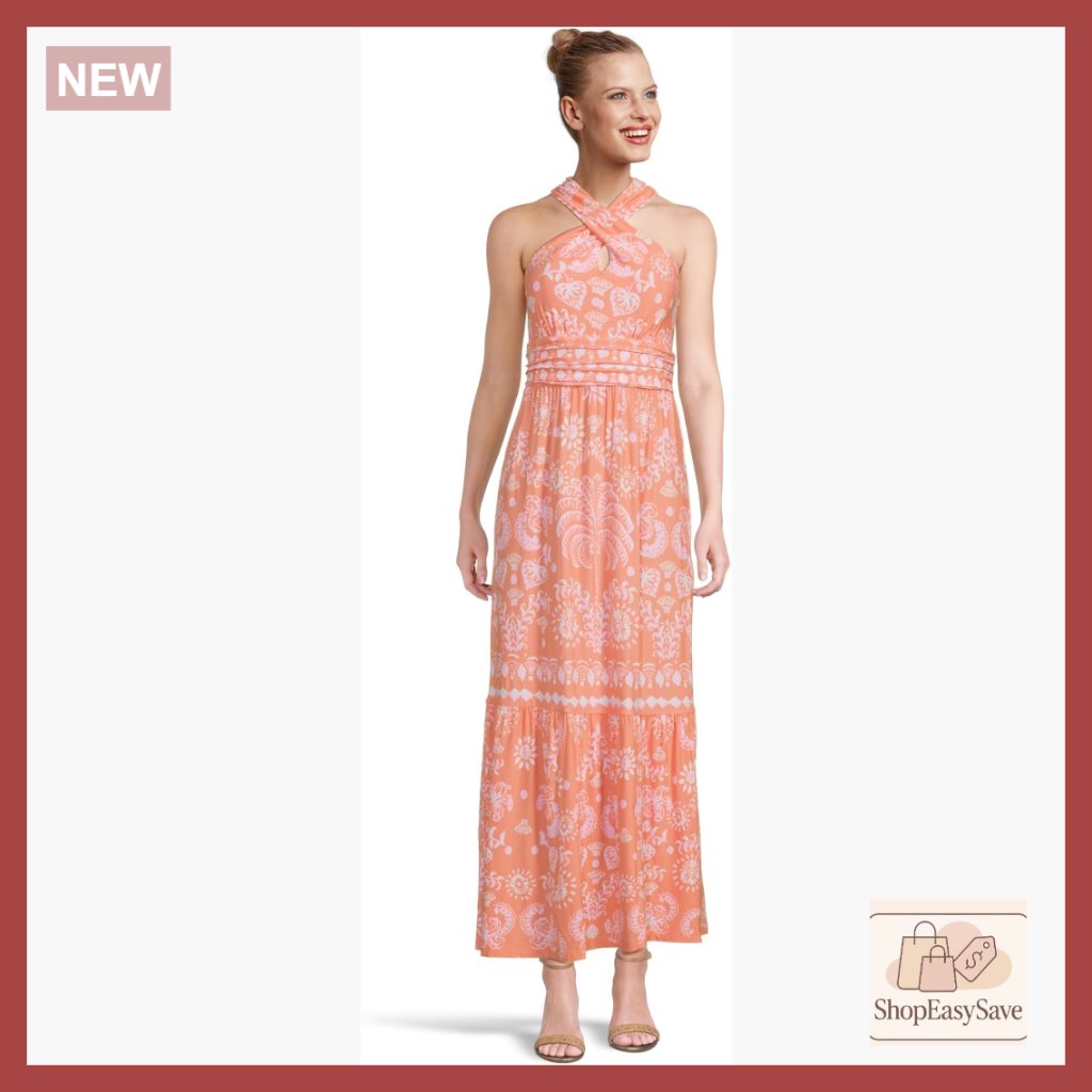 Elegant Halter Maxi Dress Flowy Boho Chic Formal Casual Floral Pattern